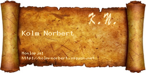 Kolm Norbert névjegykártya